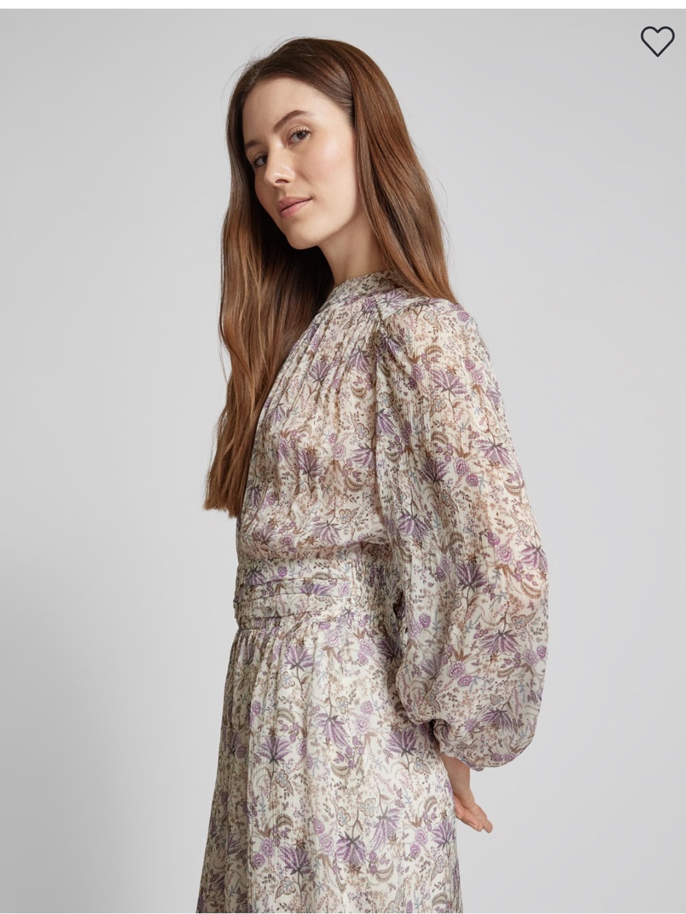 NWT The Kooples Floral Midi Dress in Cream and Lilac French size 3 or US 8